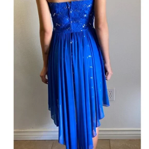 City Triangles Royal Blue Sequin Strapless Dress - Picture 2 of 11